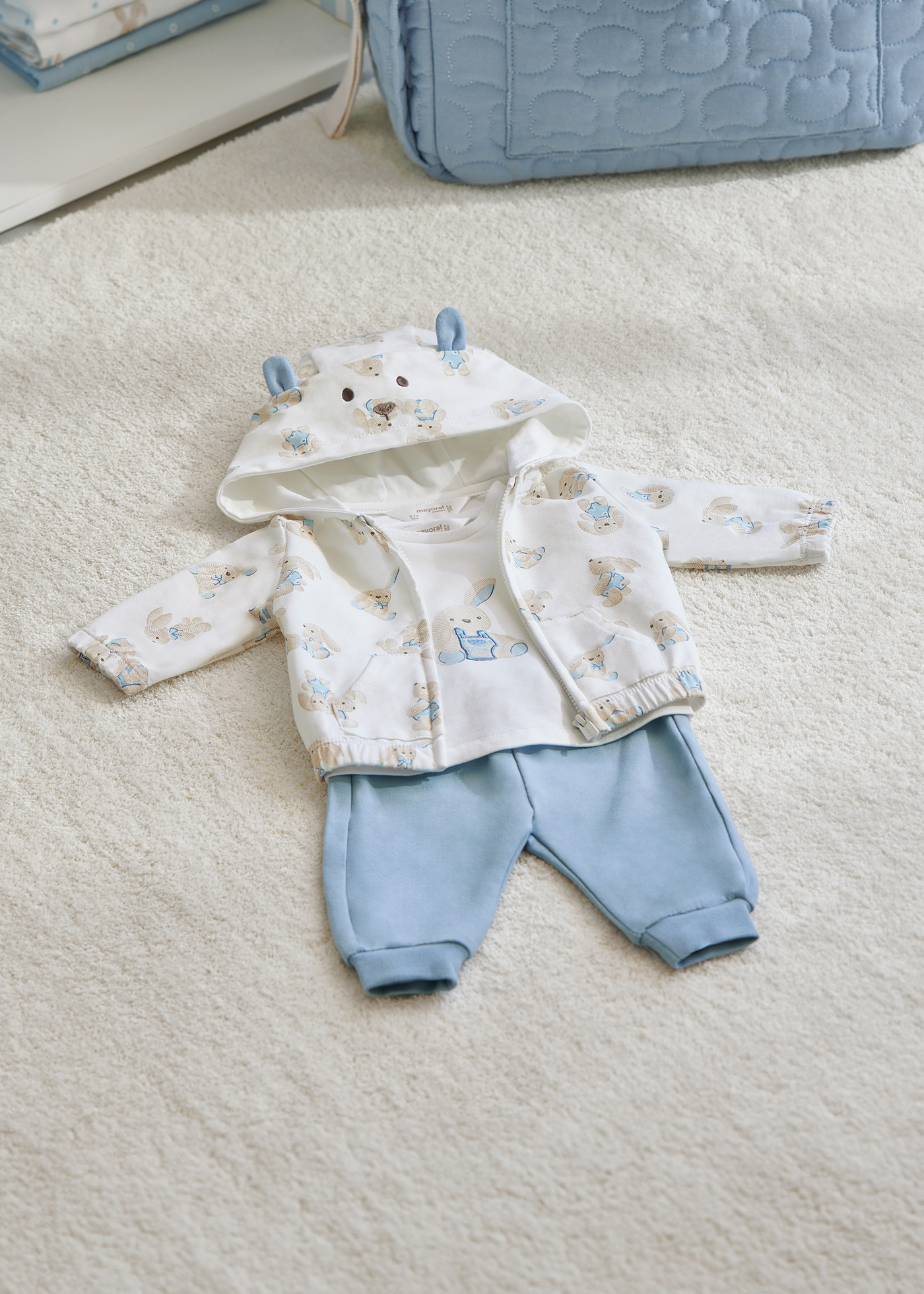 Tuta Ricamata TAWAKKAL Per Bambina, 3 Pezzi, In Lawn E Organza, Blu, Pronta All'uso