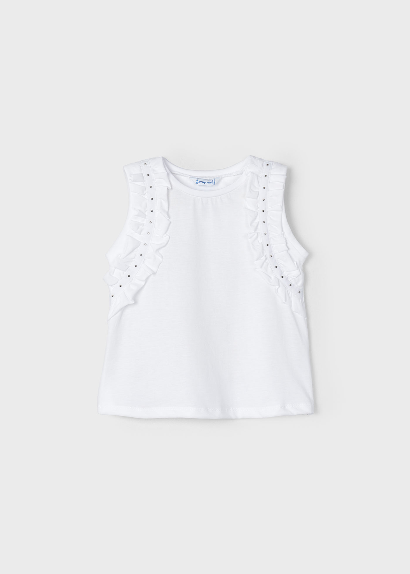 Girls Off White Cotton Printed T-Shirt