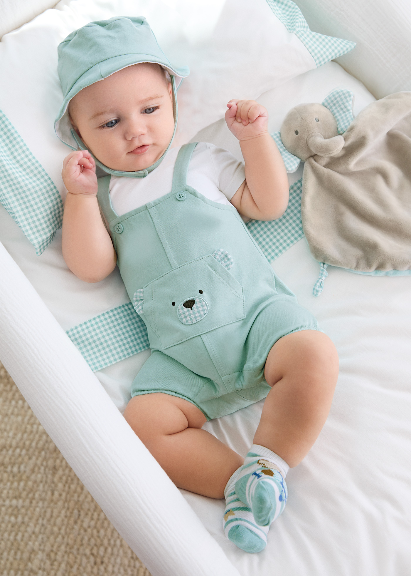 Mayoral 1701 Bodysuit and Mayoral 1601 Sky Dungarees with Hat In Stock Now