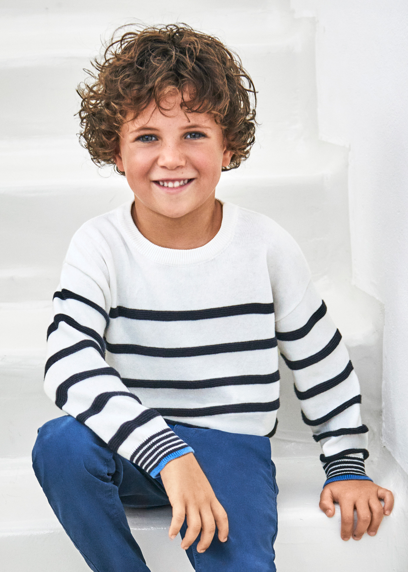 Boys striped sweater Better Cotton Navy blue | Mayoral