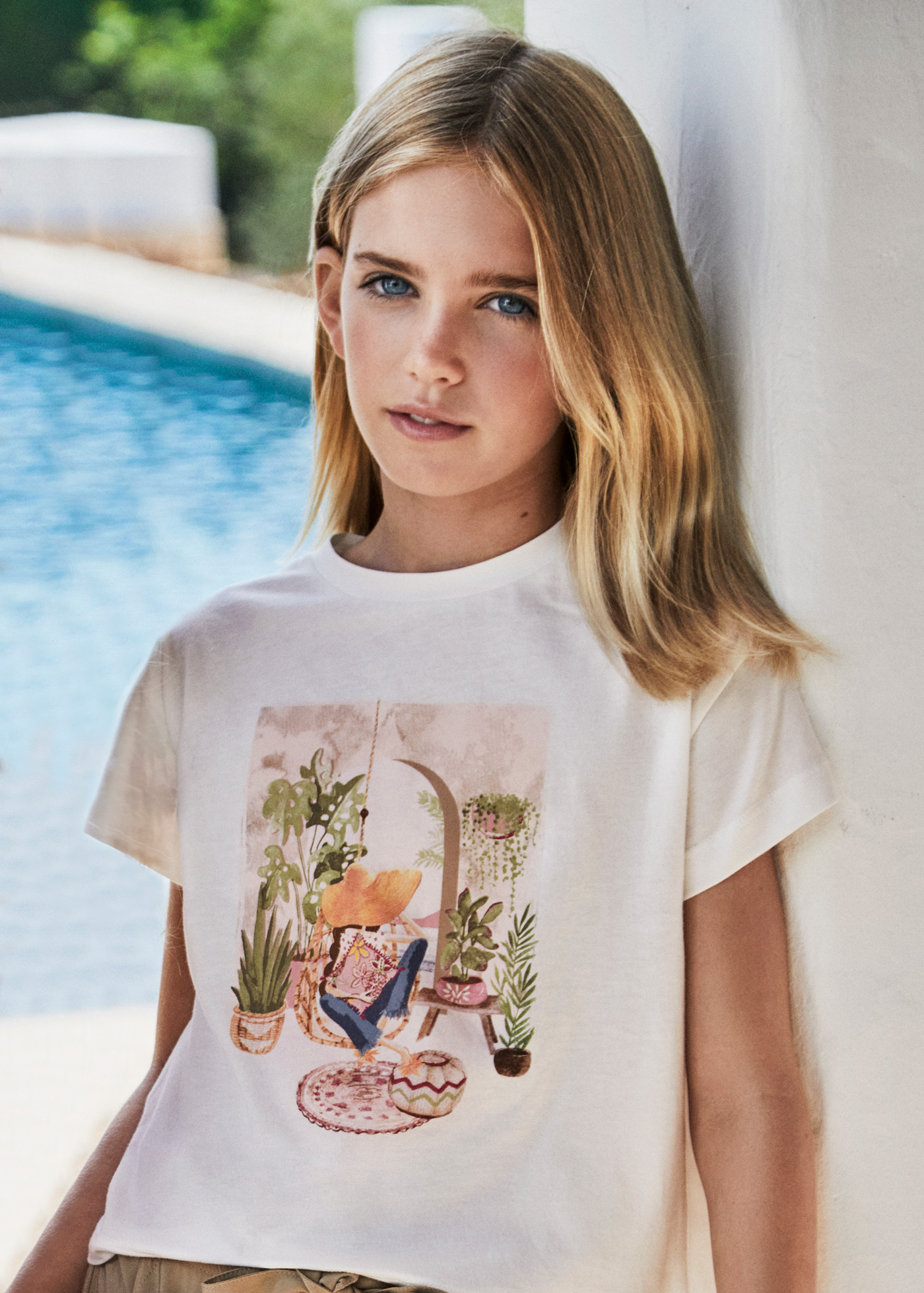 Camiseta Mayoral Niña Corte Cut Out, 100% Algodón (Crudo)