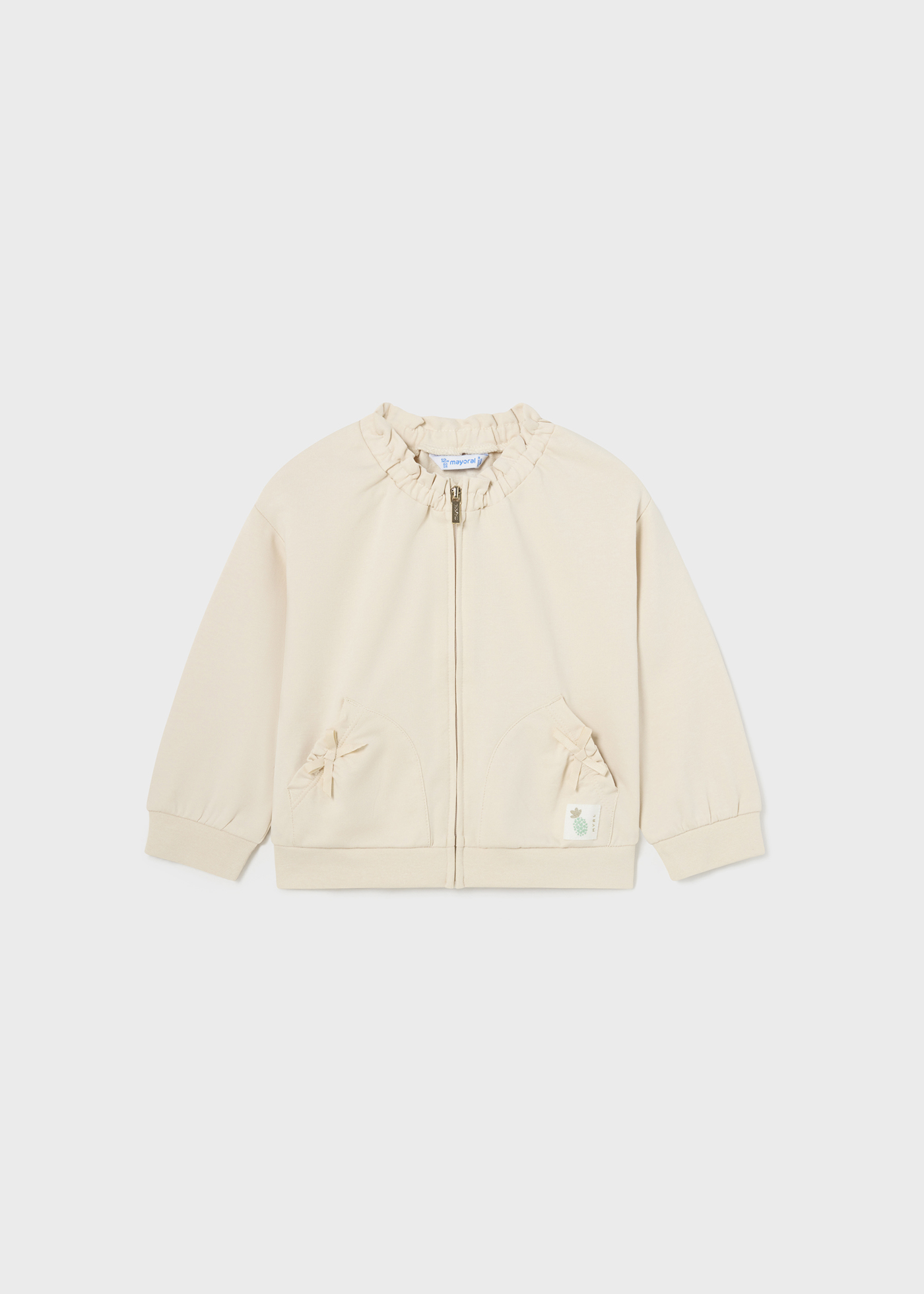 Baby zip-up french terry sweatshirt Almond | Mayoral