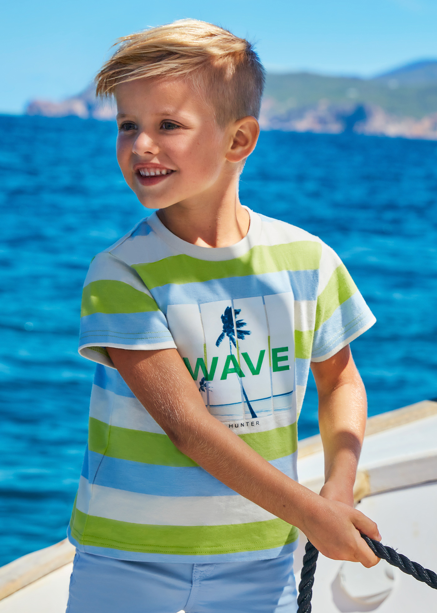 Boys Textured Striped Shirt Light Beige