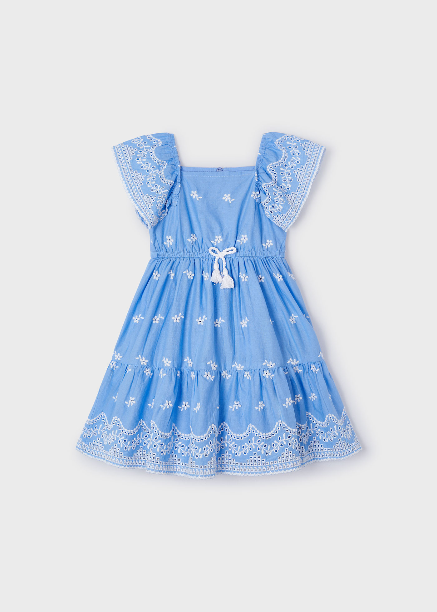 Mayoral Girls' Jersey Knit Top with White Flower Appliqué – Ocean Blue