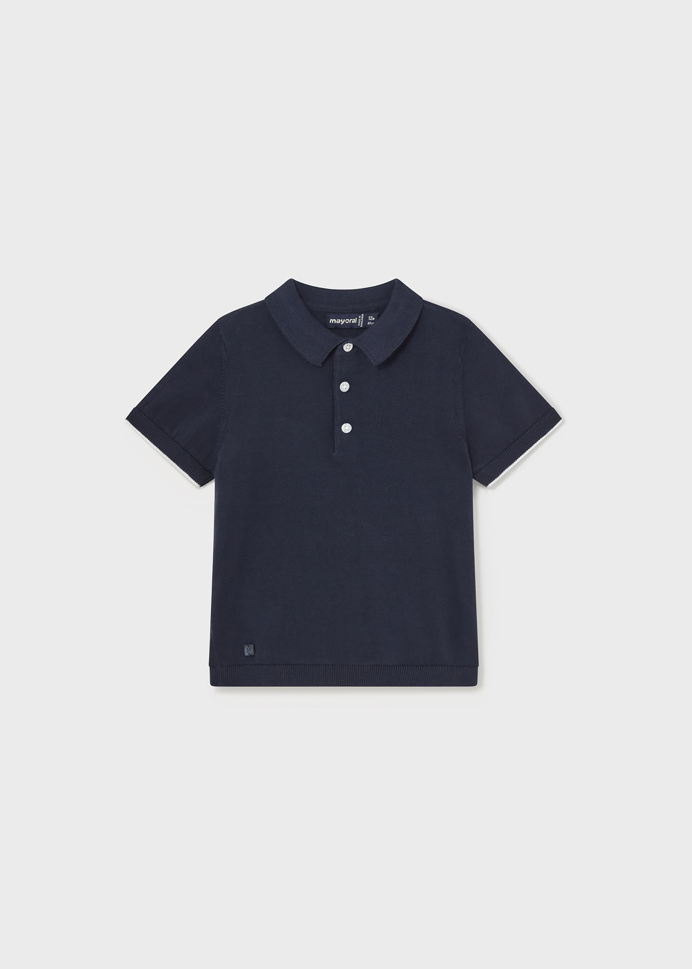 Babyhug Cotton Knit  Full Sleeves Polo T-Shirt with Smiley Print- Navy Blue