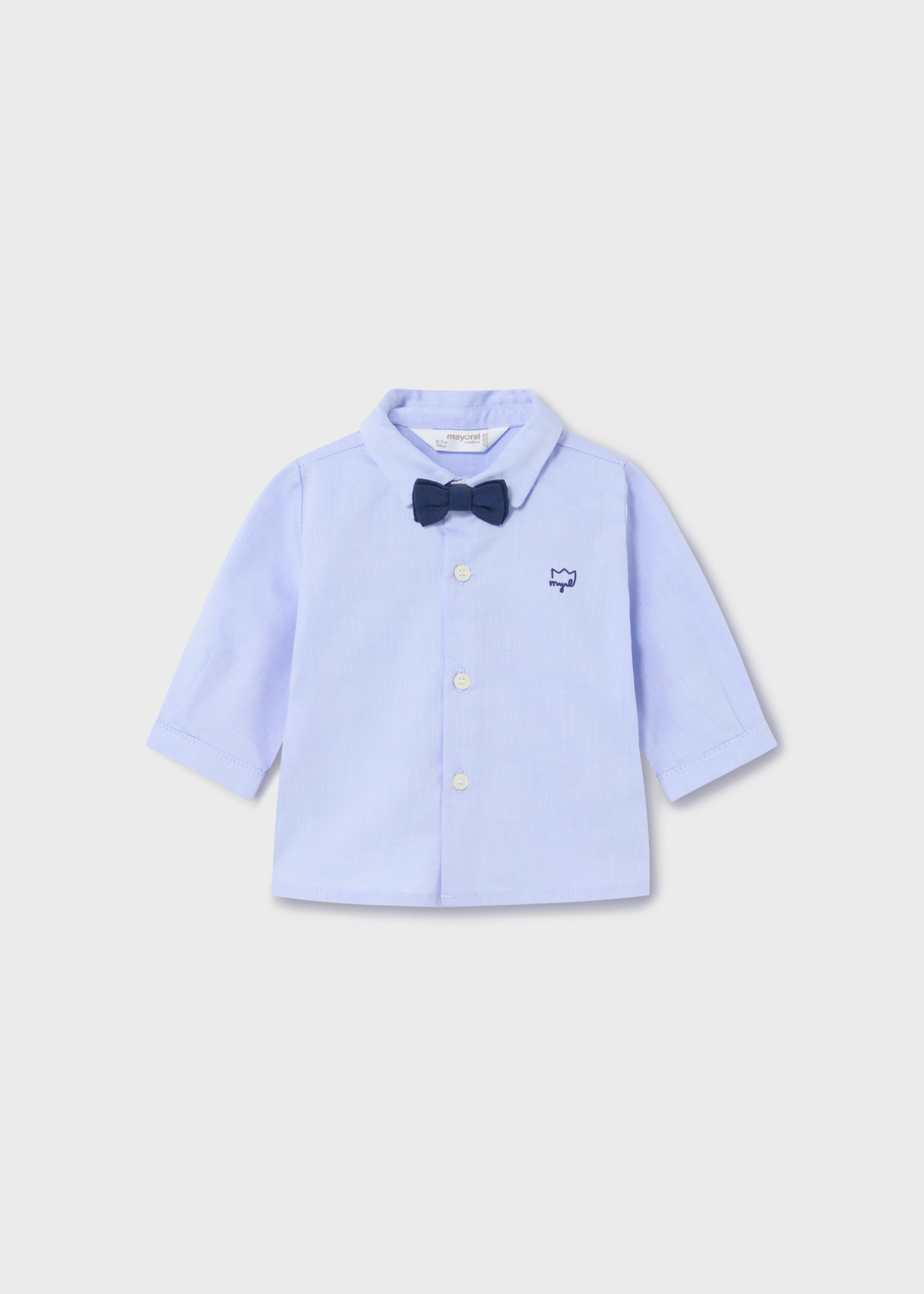 Babyhug Cotton Woven Full Sleeves Oxford Party Shirt with Bow - Blue main image 0