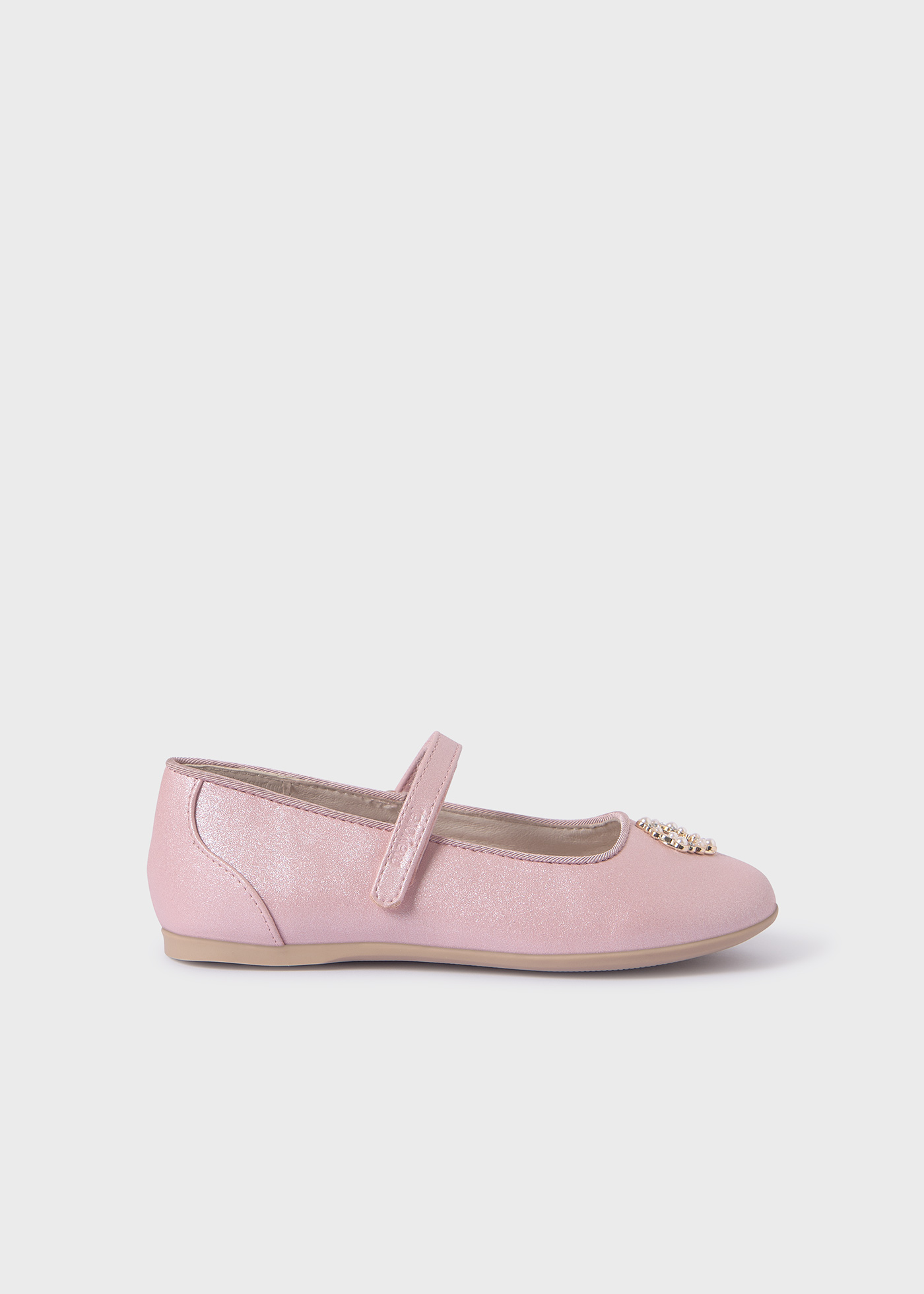 MARY JANES SHOES LIGHT PINK GOATSKIN WITH FAUX PEARL