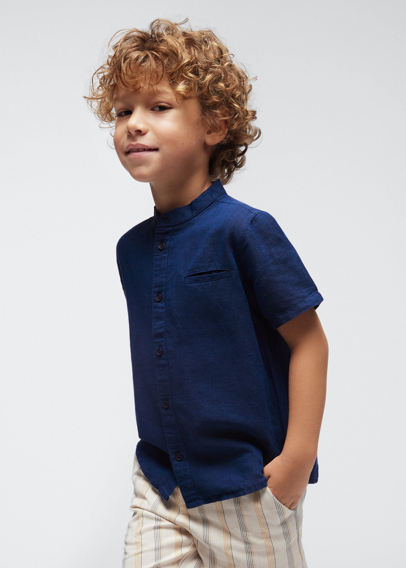 Boys mandarin collar shirt Cyan | Mayoral