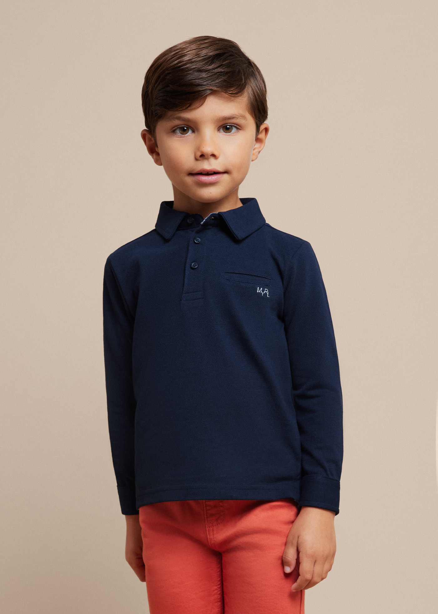 Campana Boys Niko Melange Pure Cotton Polo T-Shirt - Coral Red