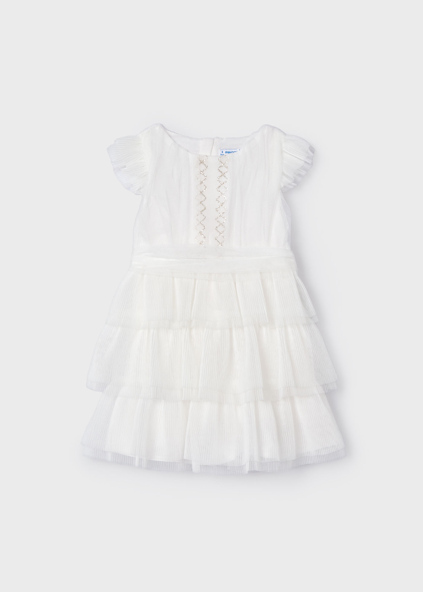 Vestido De Tul Plisado Mayoral Para Niña - Cuello Redondo, Talla Para 6 Años (116 Cm De Altura)