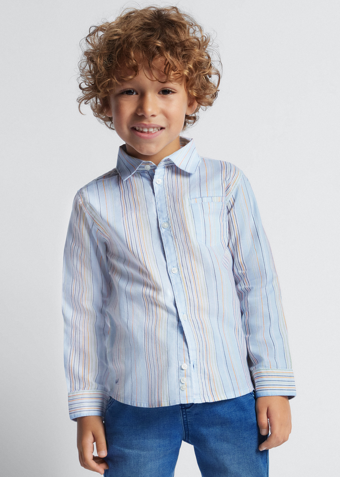 Boys Premium Floral Printed Shirt – Sky Blue