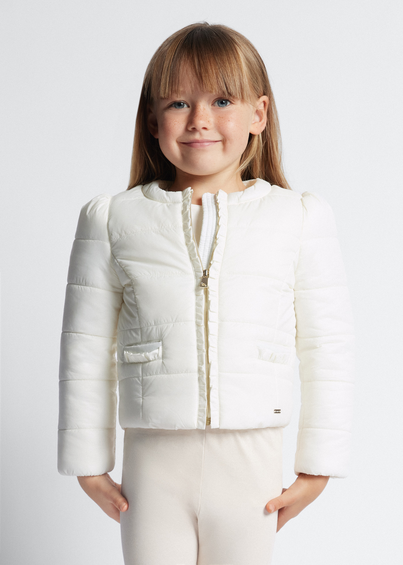 Girl Quilted Windbreaker Jacket White Mayoral 8547