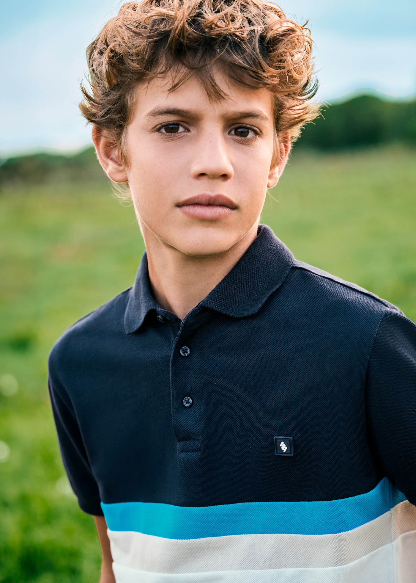 Boys color block polo shirt Better Cotton Navy blue | Mayoral