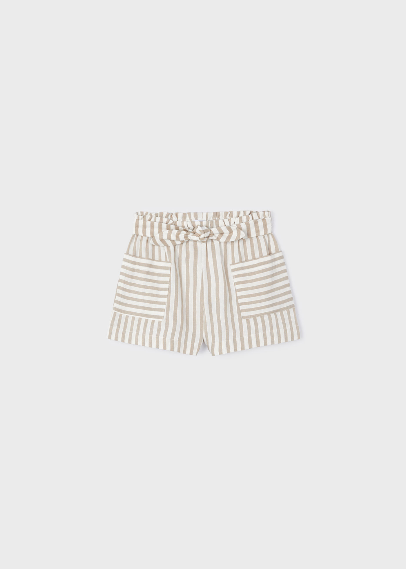 Girl Striped Shorts with Bow Beige Mayoral