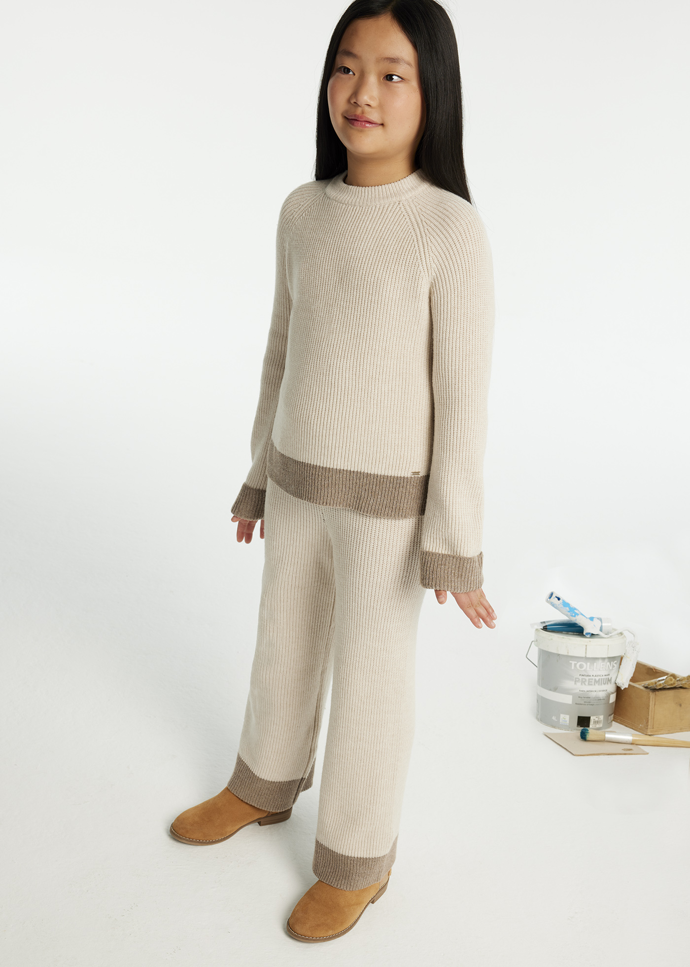 Girl Knit Sweater and Pants Set Stone Mayoral