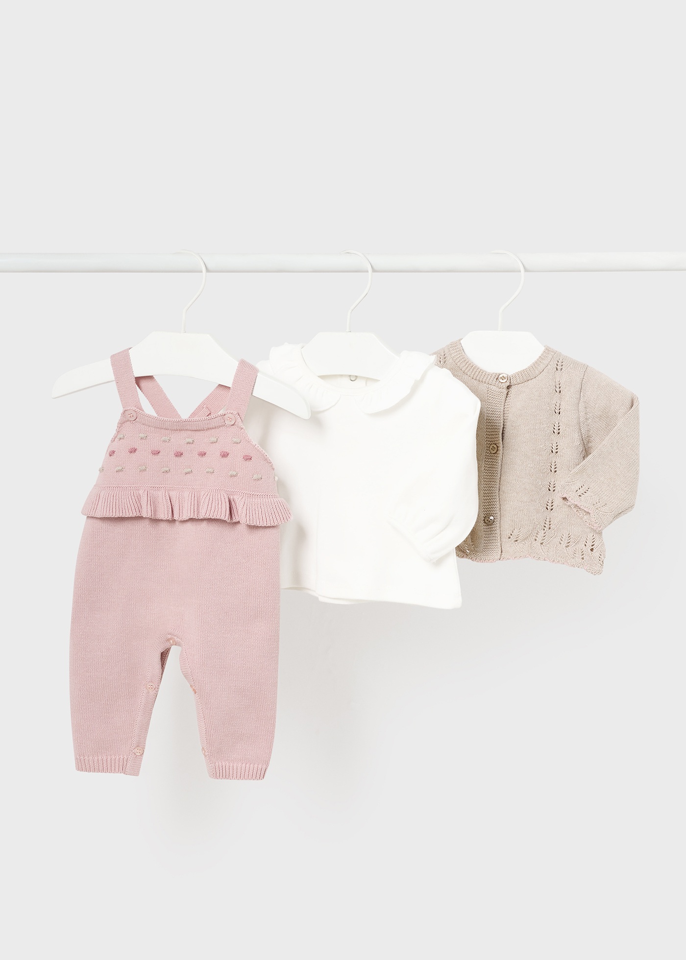 Newborn 3-Piece Knit Gift Set in Baby Pink main image 1