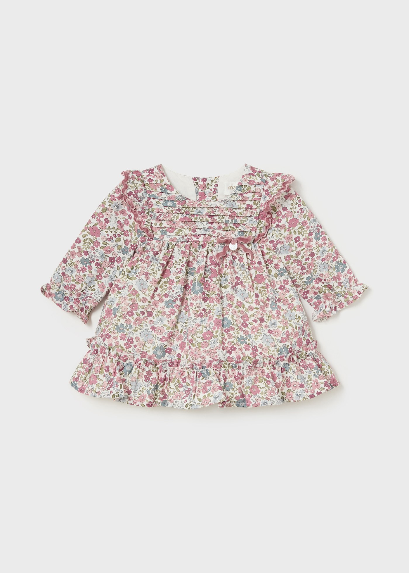 Babyhug Rayon Woven Sleeveless Dress With Floral Print - White & Dark Pink