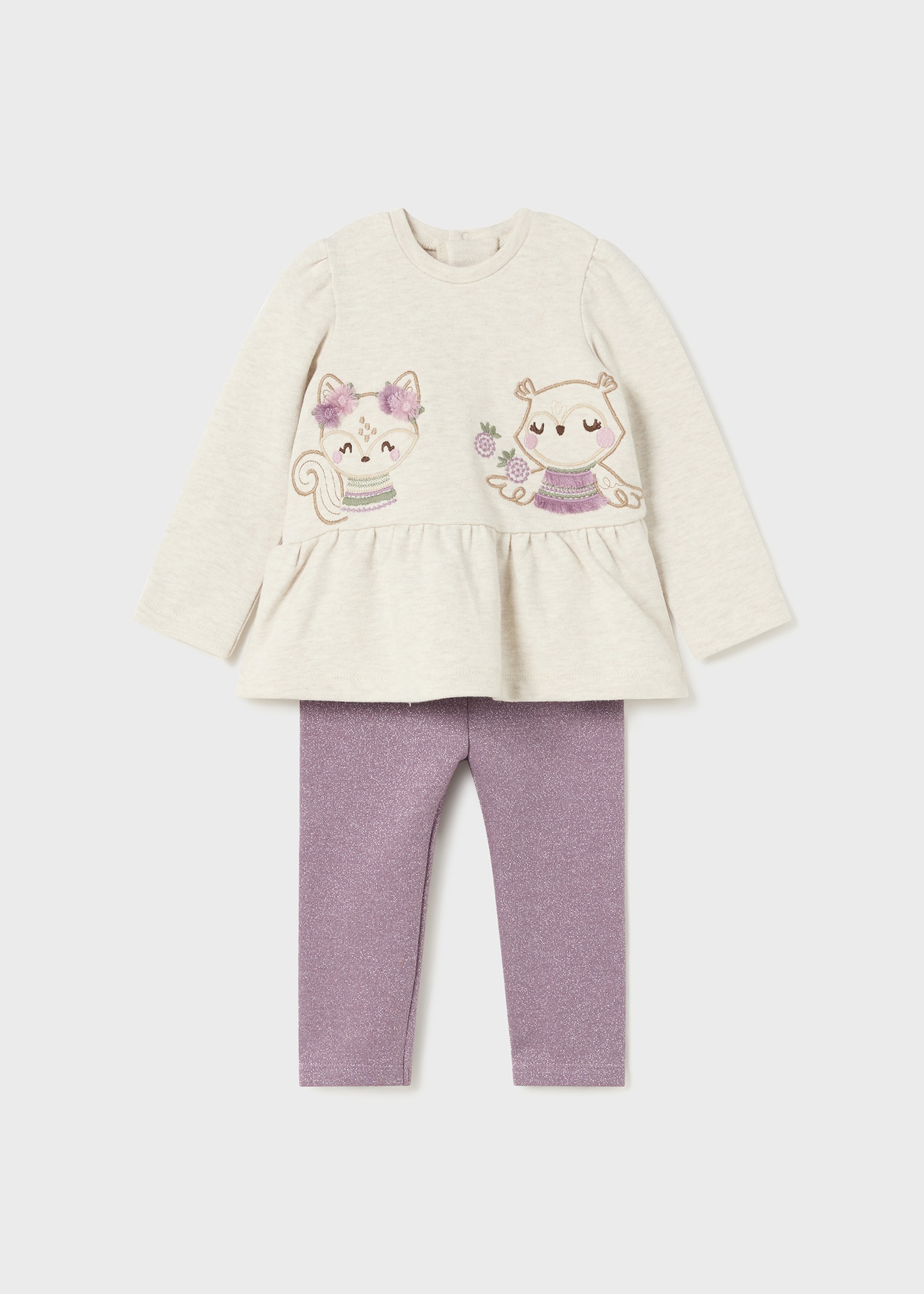 Completo leggings e maglietta fiore bambina Malva