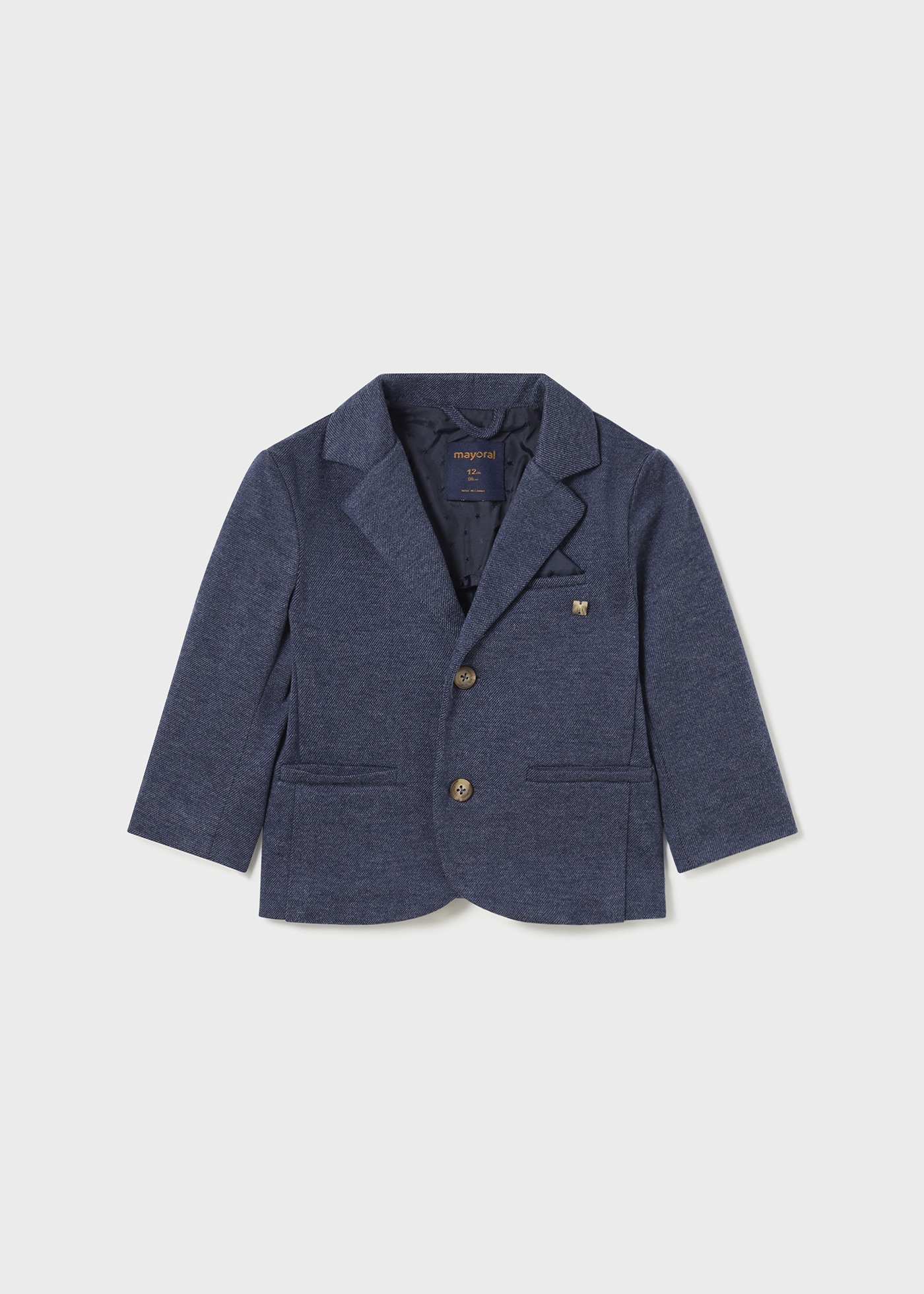 Babyhug Woven Full Sleeves Solid Party Blazer - Navy Blue