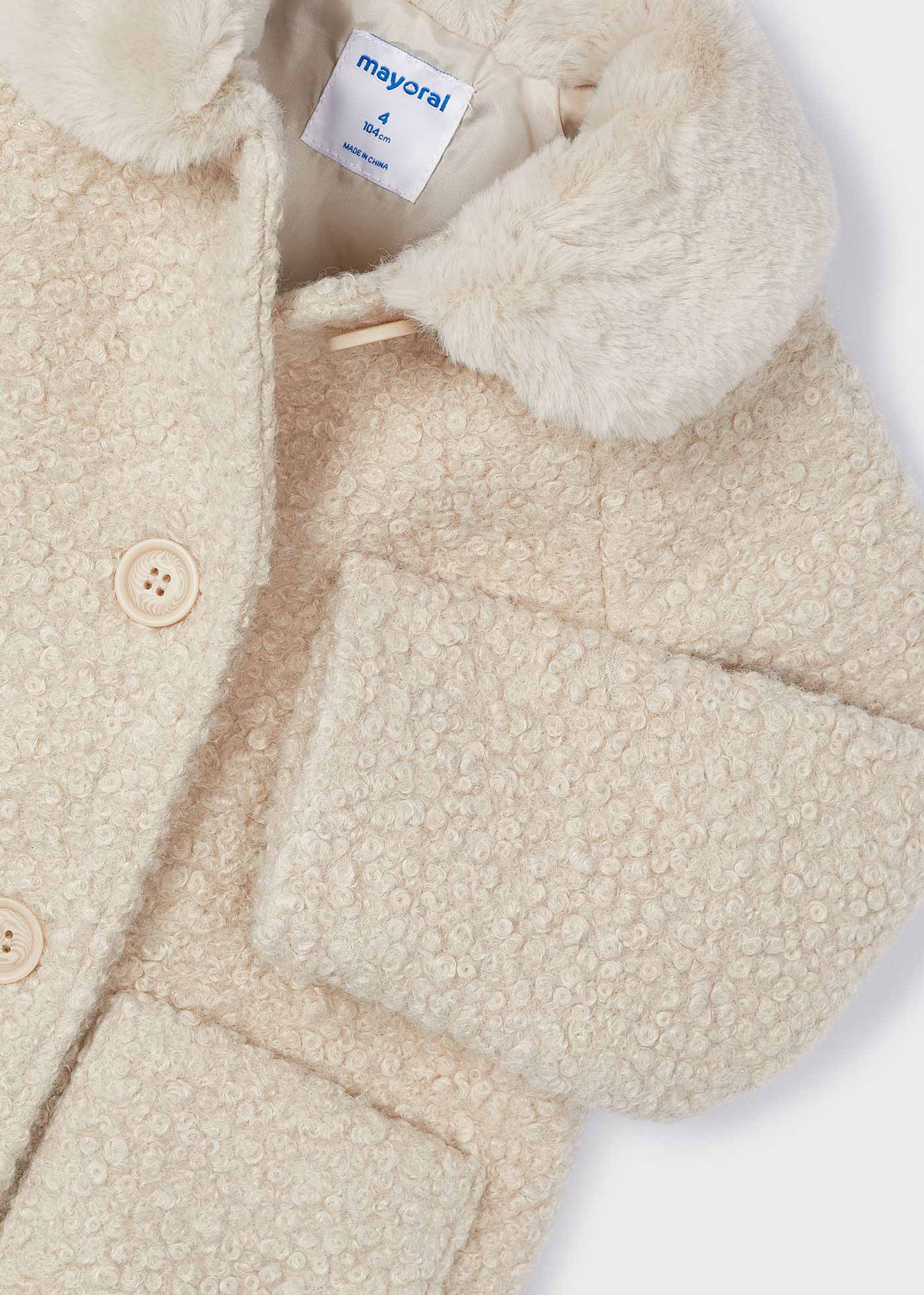 ジャケット・アウター Ponpon white teddy coat girl-teddy-coat-with-faux-fur-