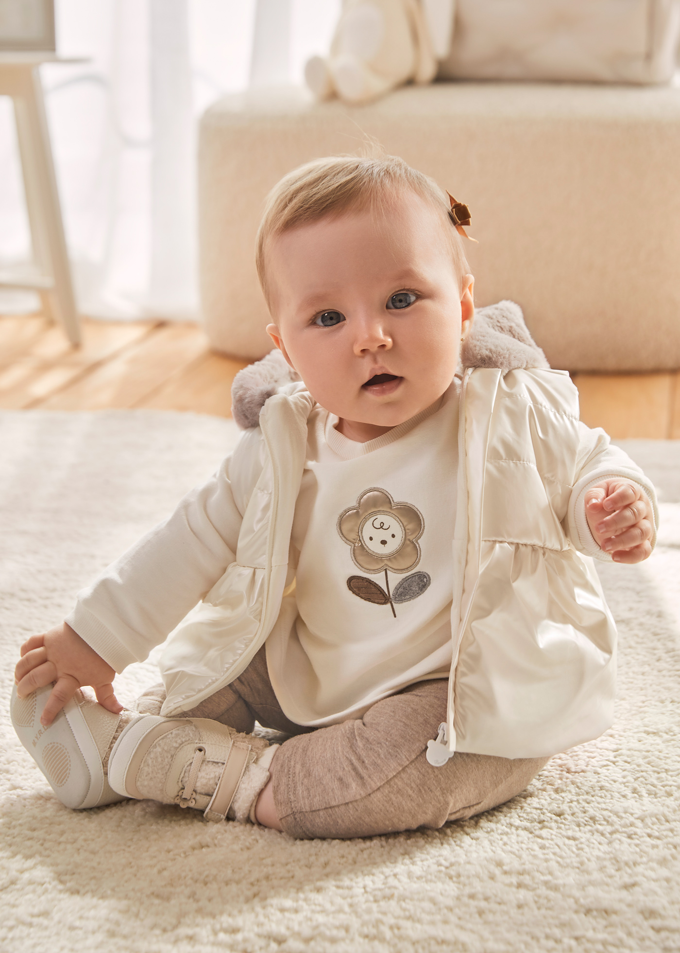 Newborn Girl 3 Piece Tracksuit Tiramisu heather | Mayoral ®