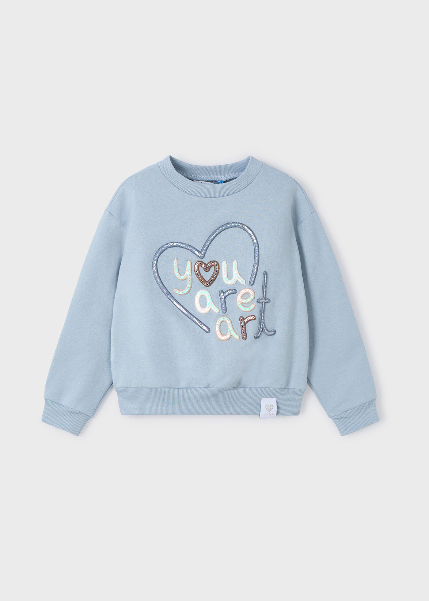 Gray-blue ruffled sweatshirt for girls main image 1