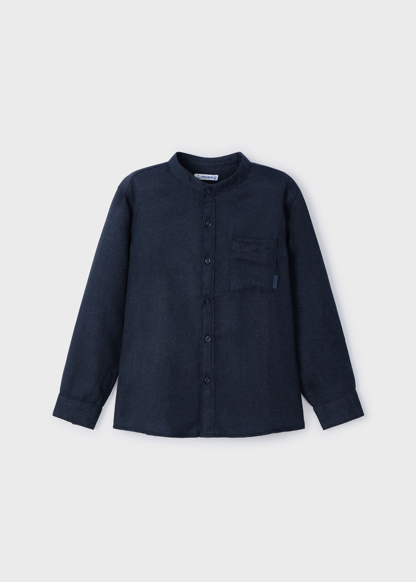 Long Sleeve Shirt For Boys with Orange Plaid and Mao Collar