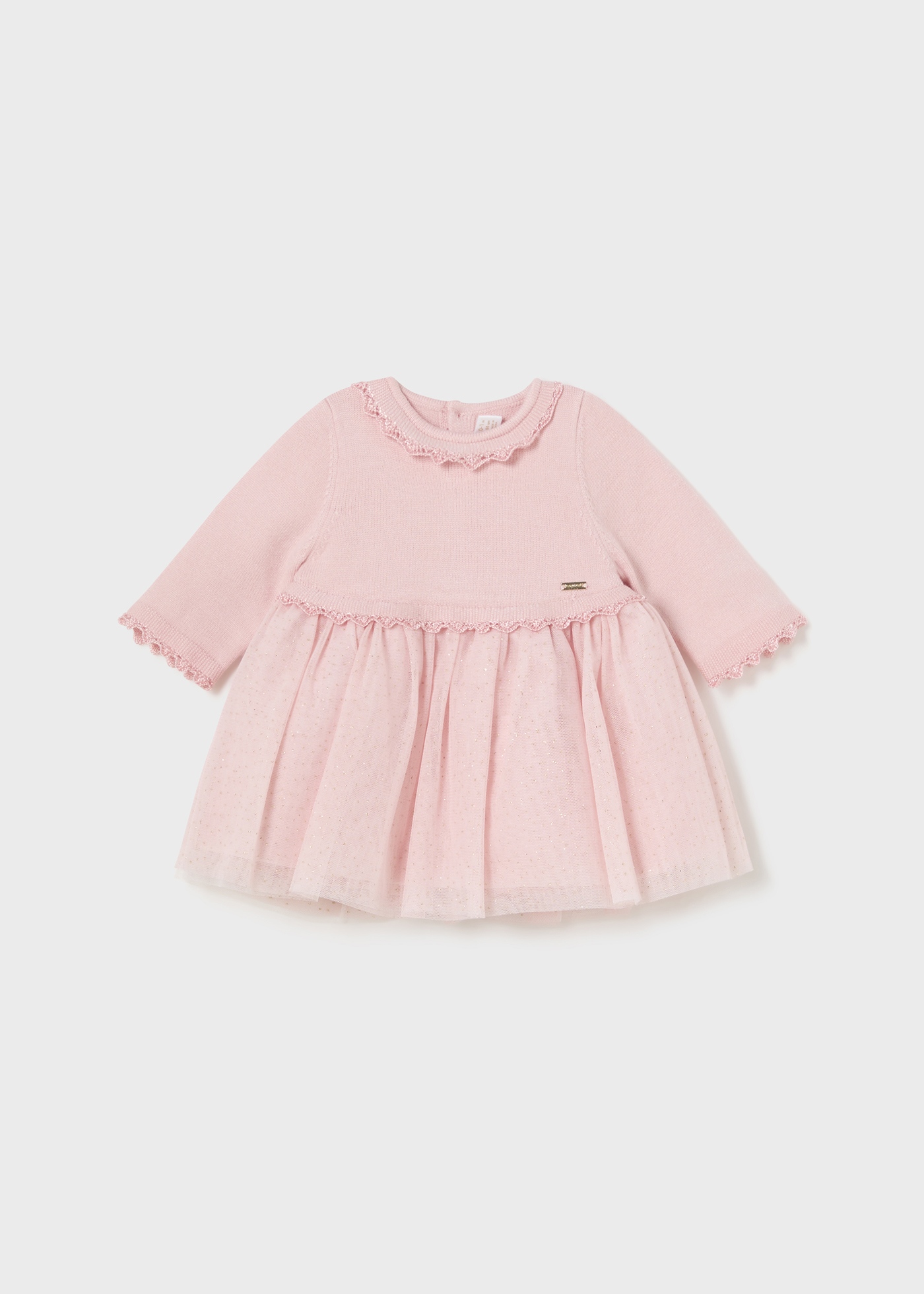 Mayoral Vestitino Bimba In Tricot E Tulle Rosa Baby - Collezione Autunno Inverno Taglia 18 Mesi