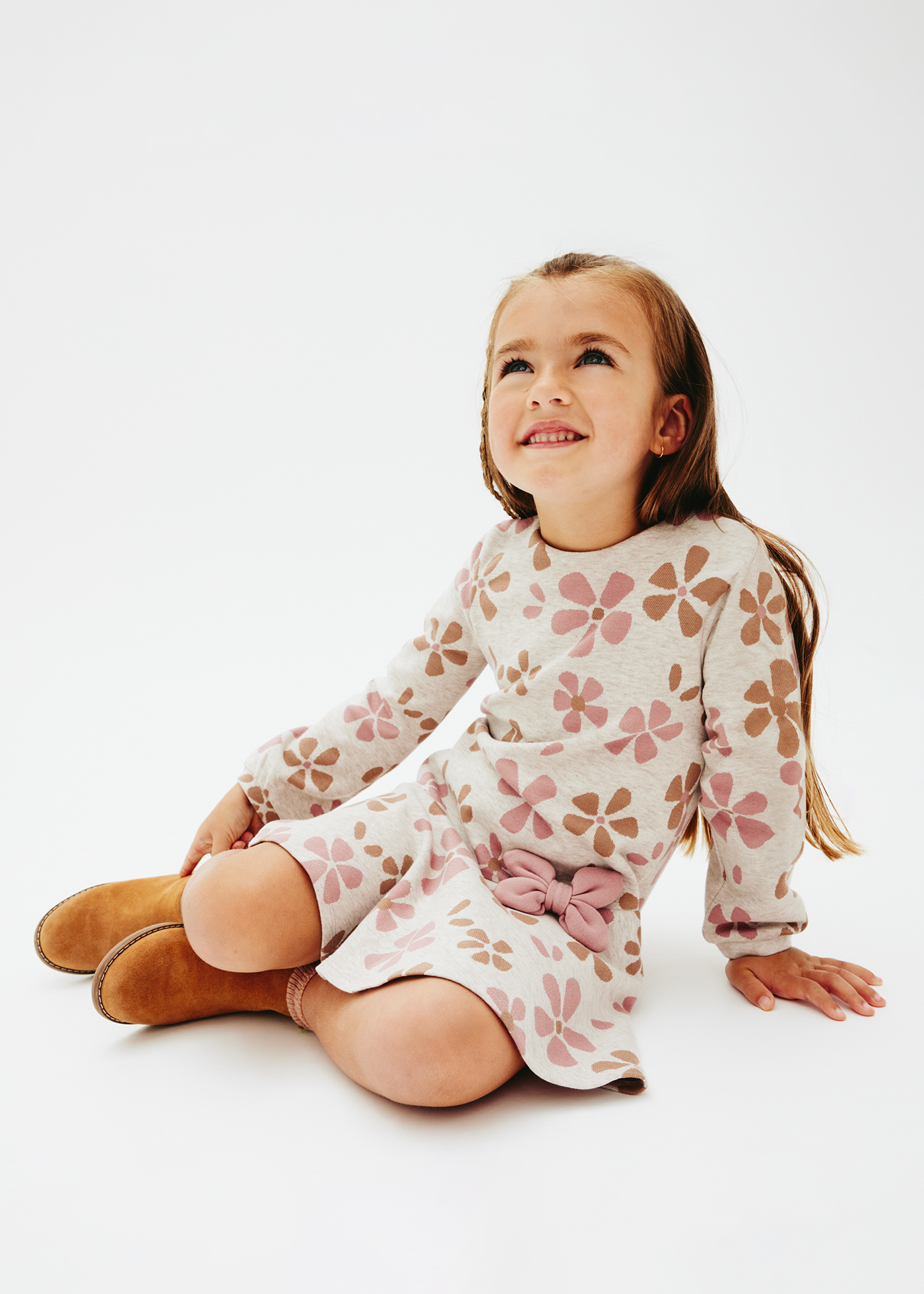 Vestito jacquard fiori bambina