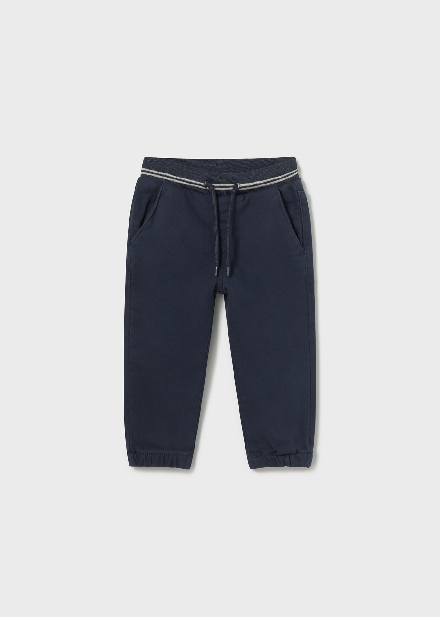 Babyhug Denim Full Length Washed Joggers With Stretch & Patch - Navy Blue main image 1
