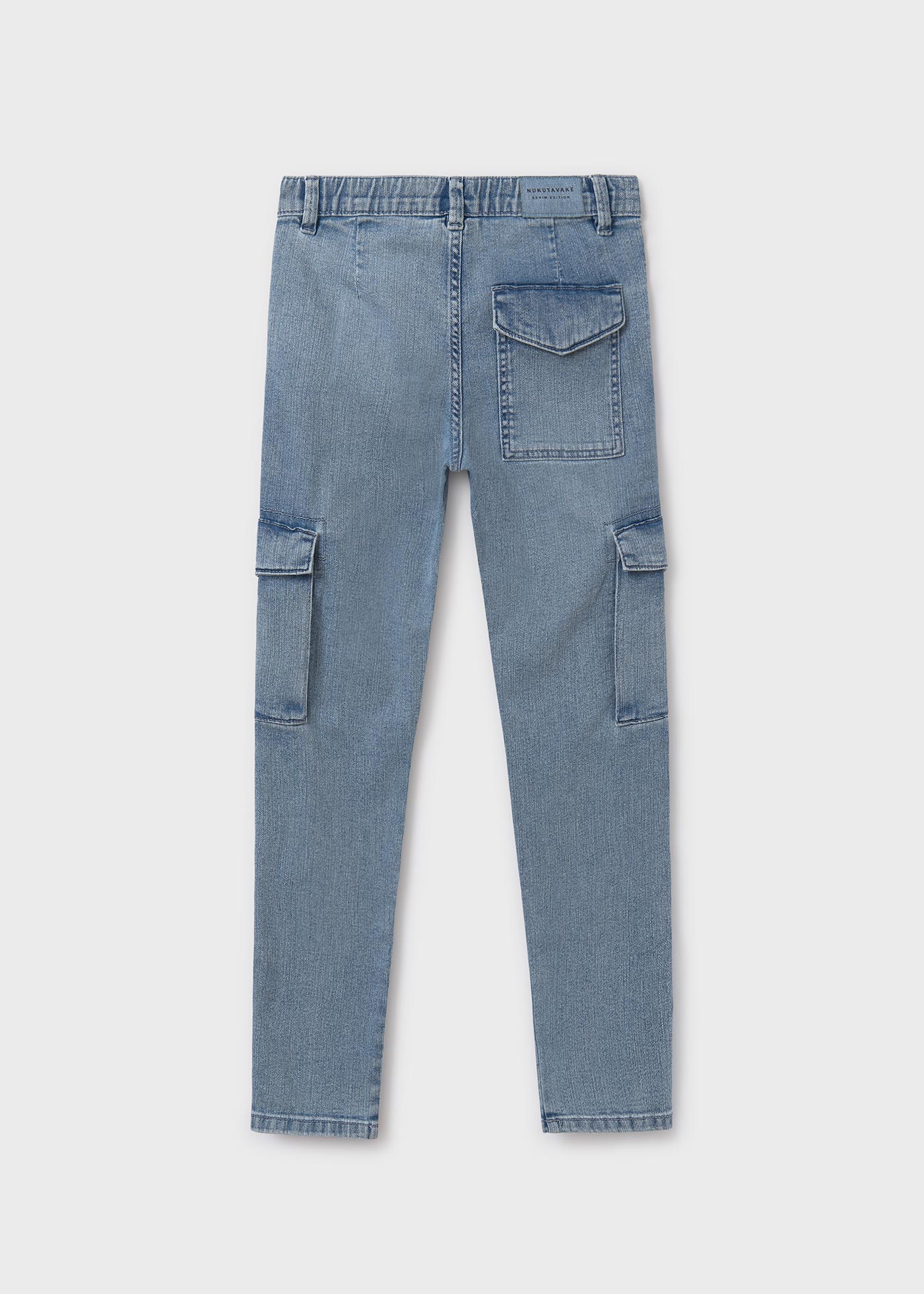 Jean Cargo Garçon - Denim Étirable - 84% Coton - Taille Mi-Haute - Poches Utilitaires