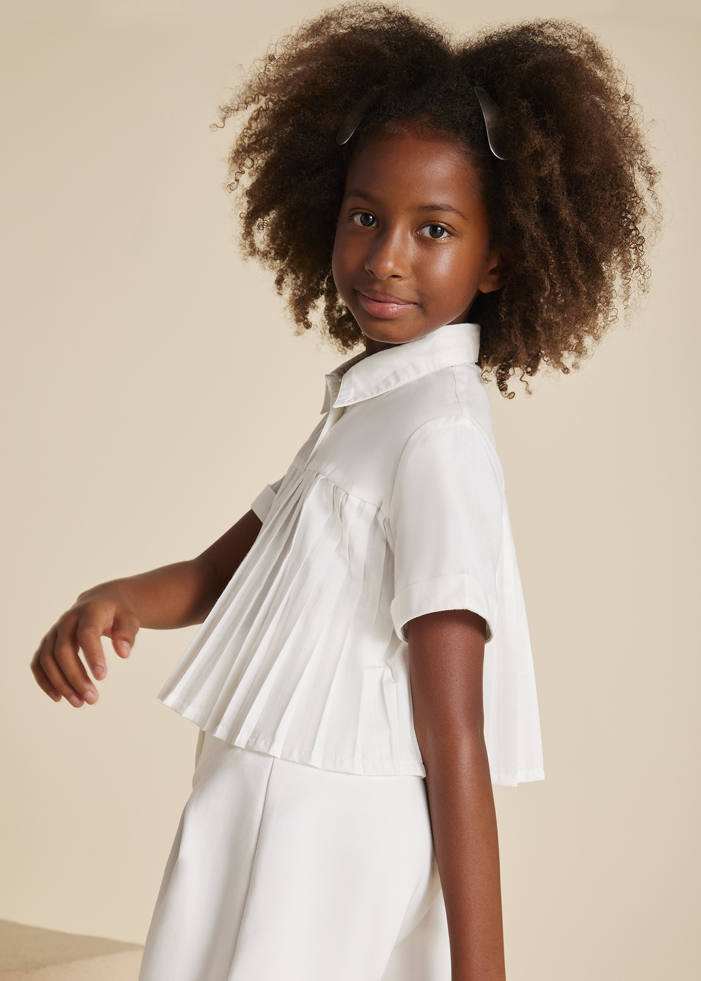 Pleats Frill European Girly Plain Satin V-Neck Blouse