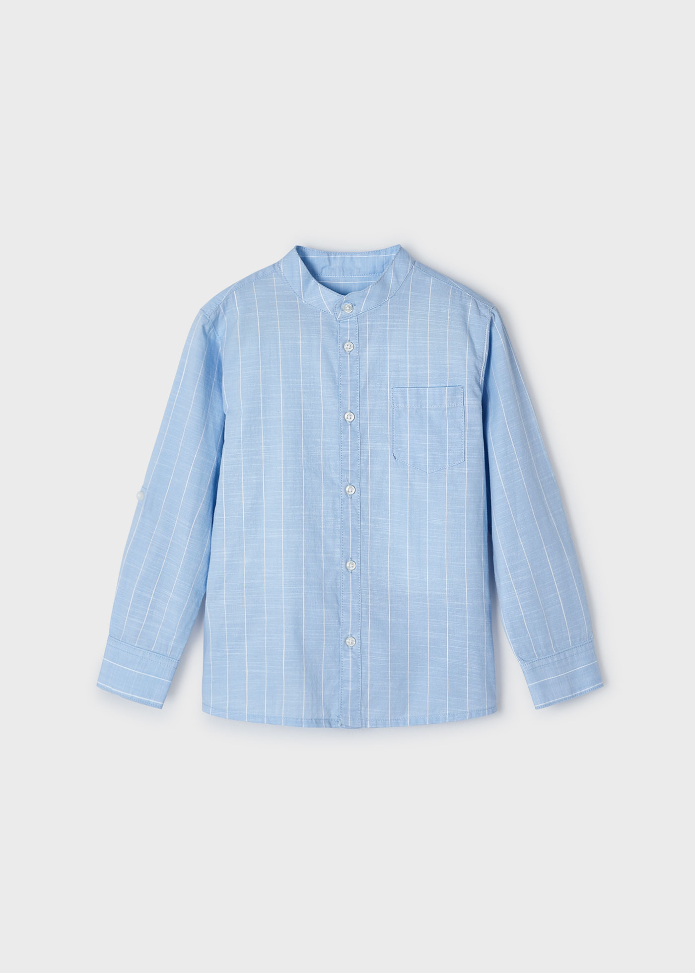Boys' Sky Blue Long-Sleeve Button-Up with Vertical Racing Stripes main image 0