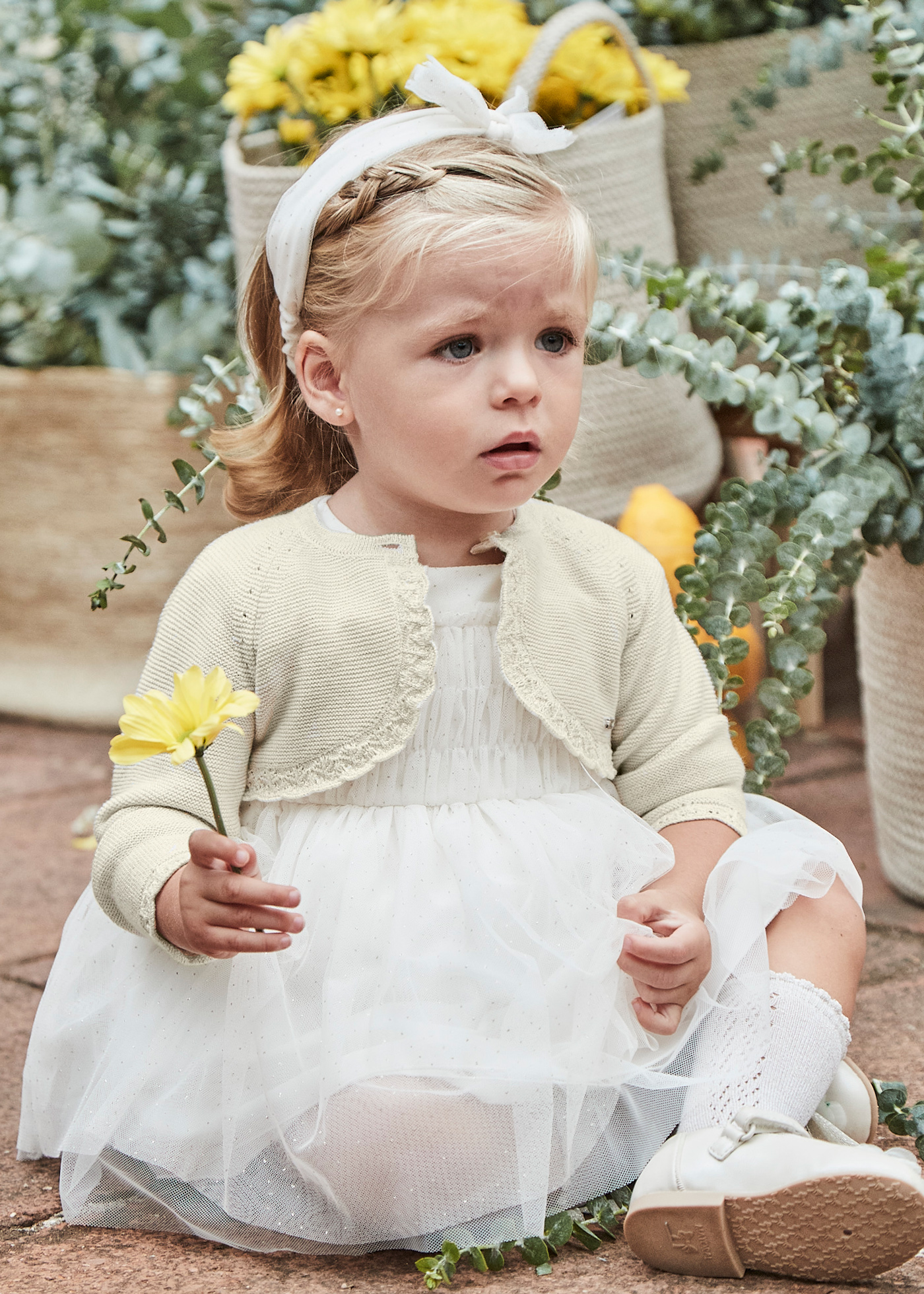 Baby Cropped Knit Cardigan Champagne | Mayoral ®