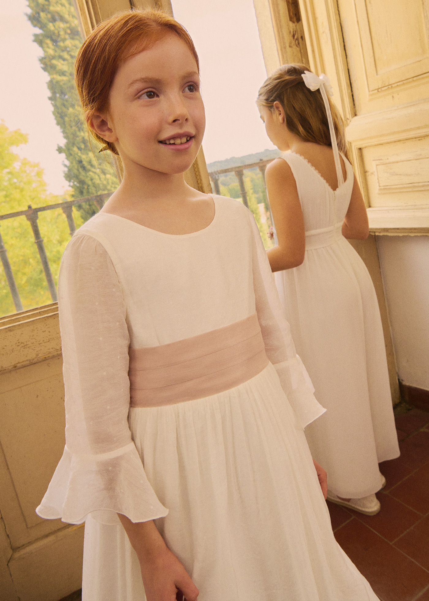 Vestido Comunión plumeti niña