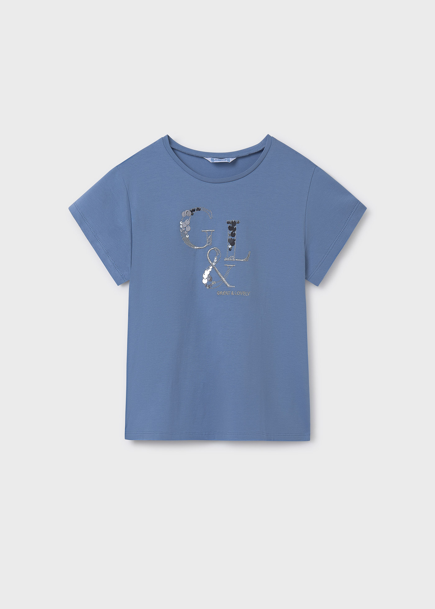 Girl basic metallic text t-shirt Ocean | Mayoral ®