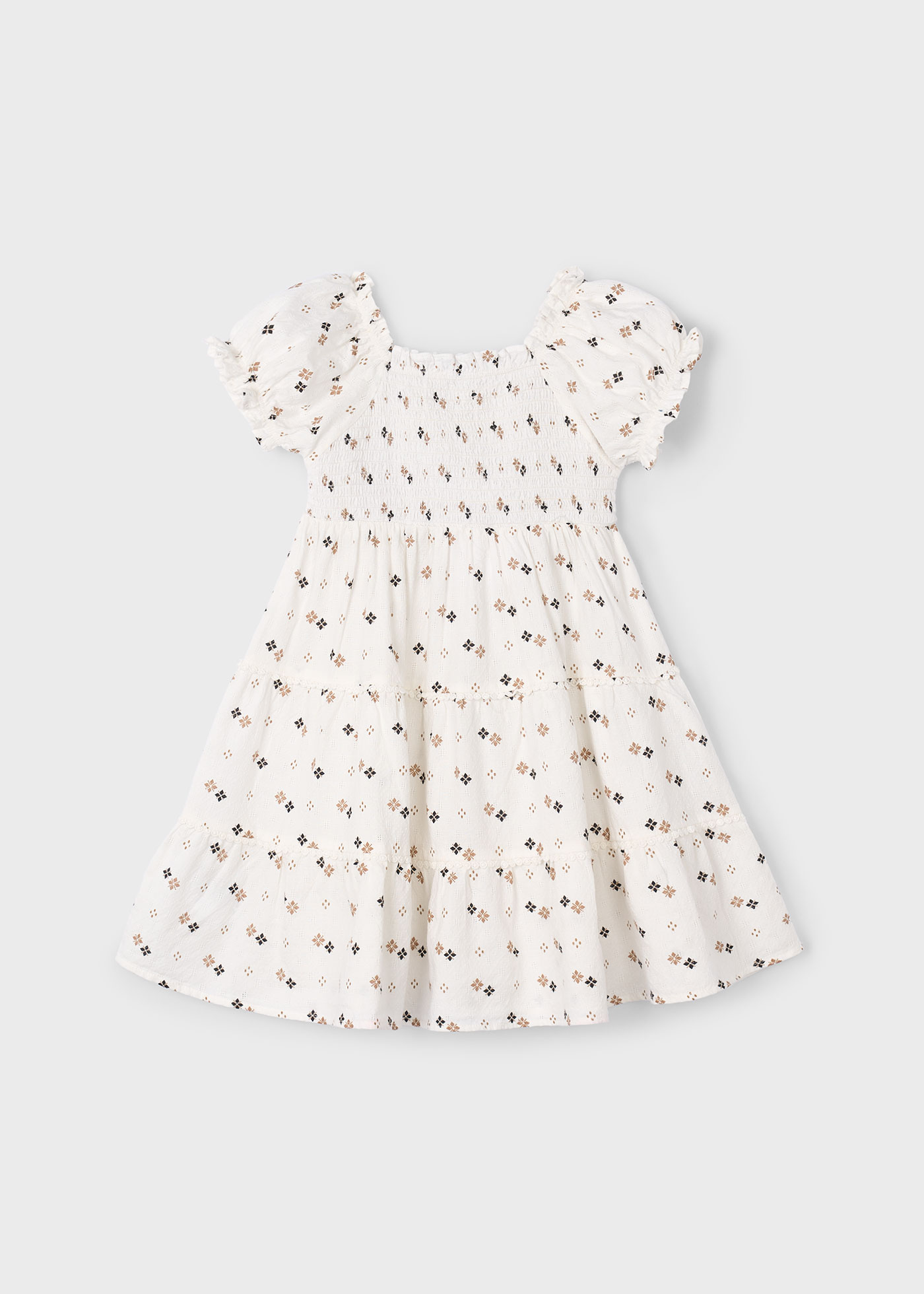 Girls Watercolor Print Smocked Back Trumpet Dress main image 1