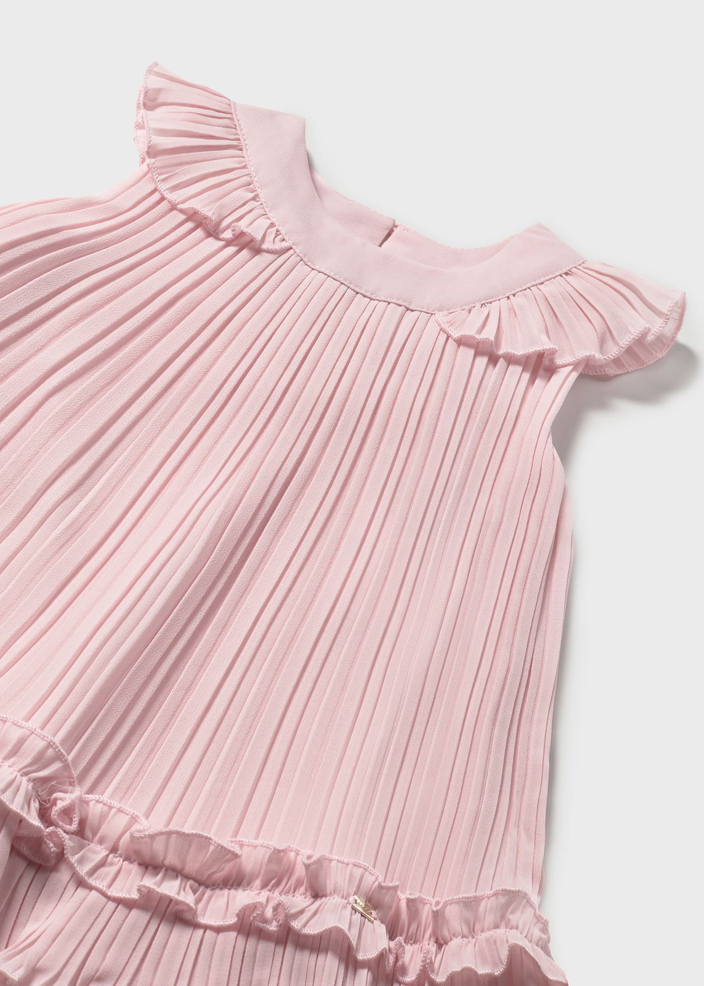 Baby Pleated Chiffon Dress Pink | Mayoral