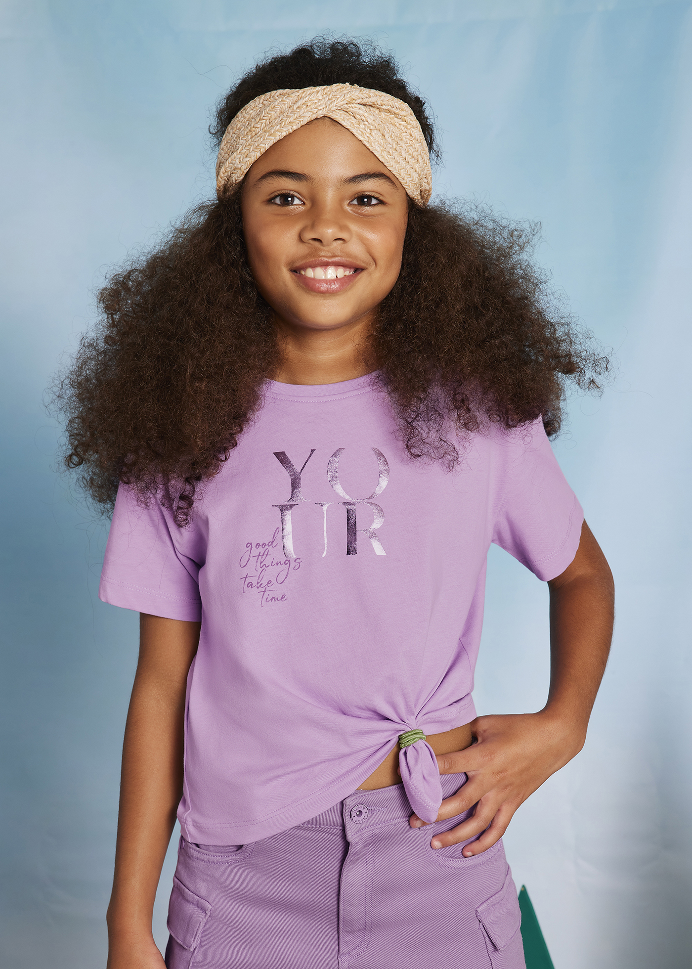 T-shirt LA Gear Fille – Violet, Col V, Basique, Taille 11-12 Ans