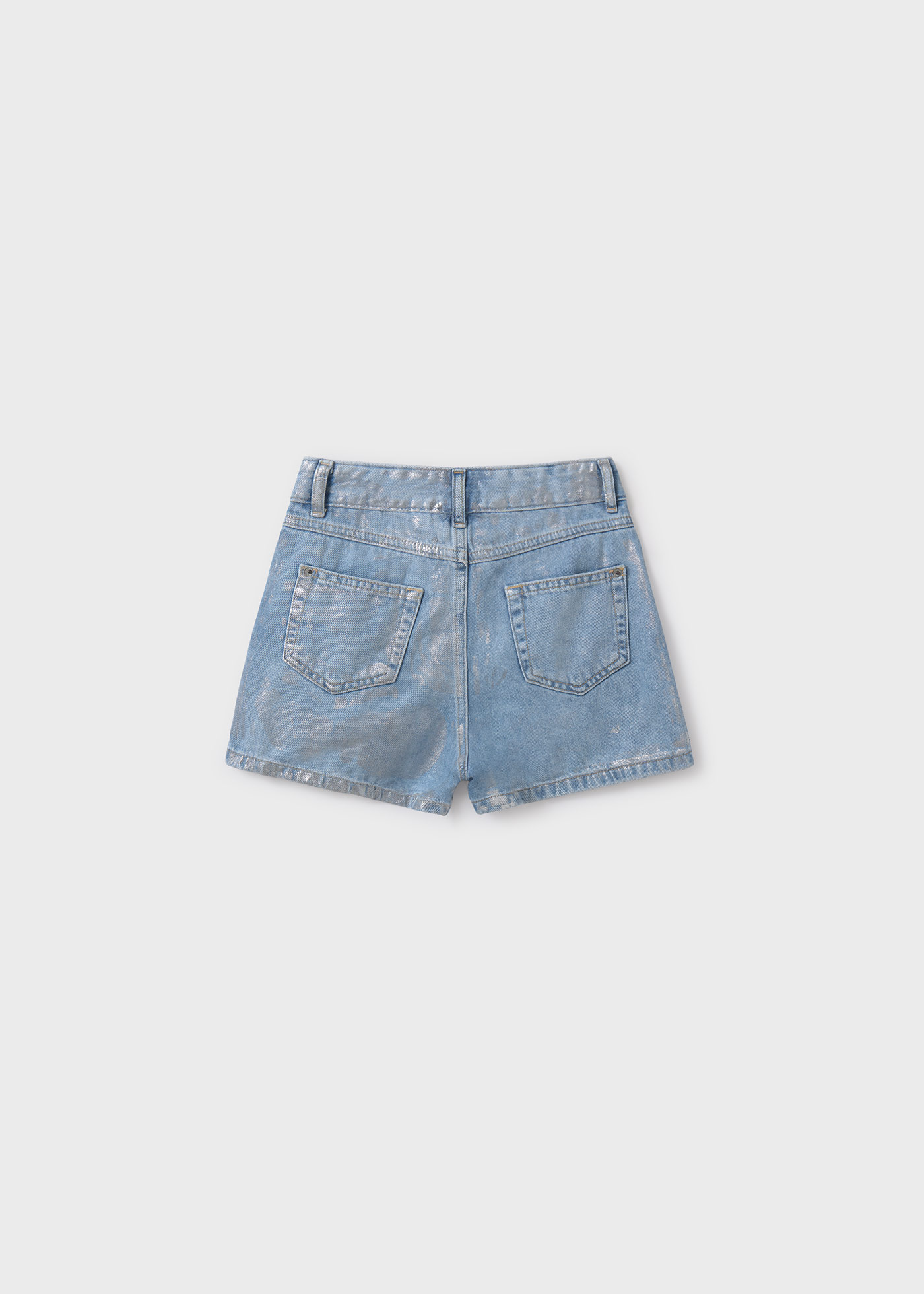 Girl High-Waisted Denim Shorts Light Denim Foil | Mayoral ®