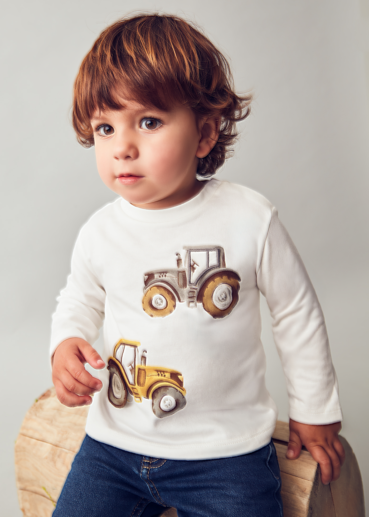 Baby Interactive Tractor T-Shirt Cream | Mayoral ®