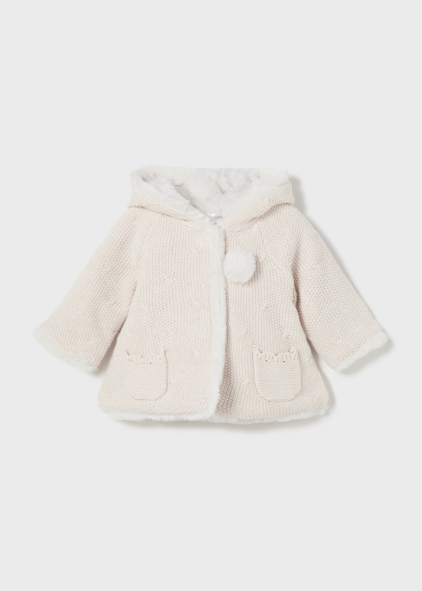 Newborn Knit Faux Fur Jacket Milk heather | Mayoral ®
