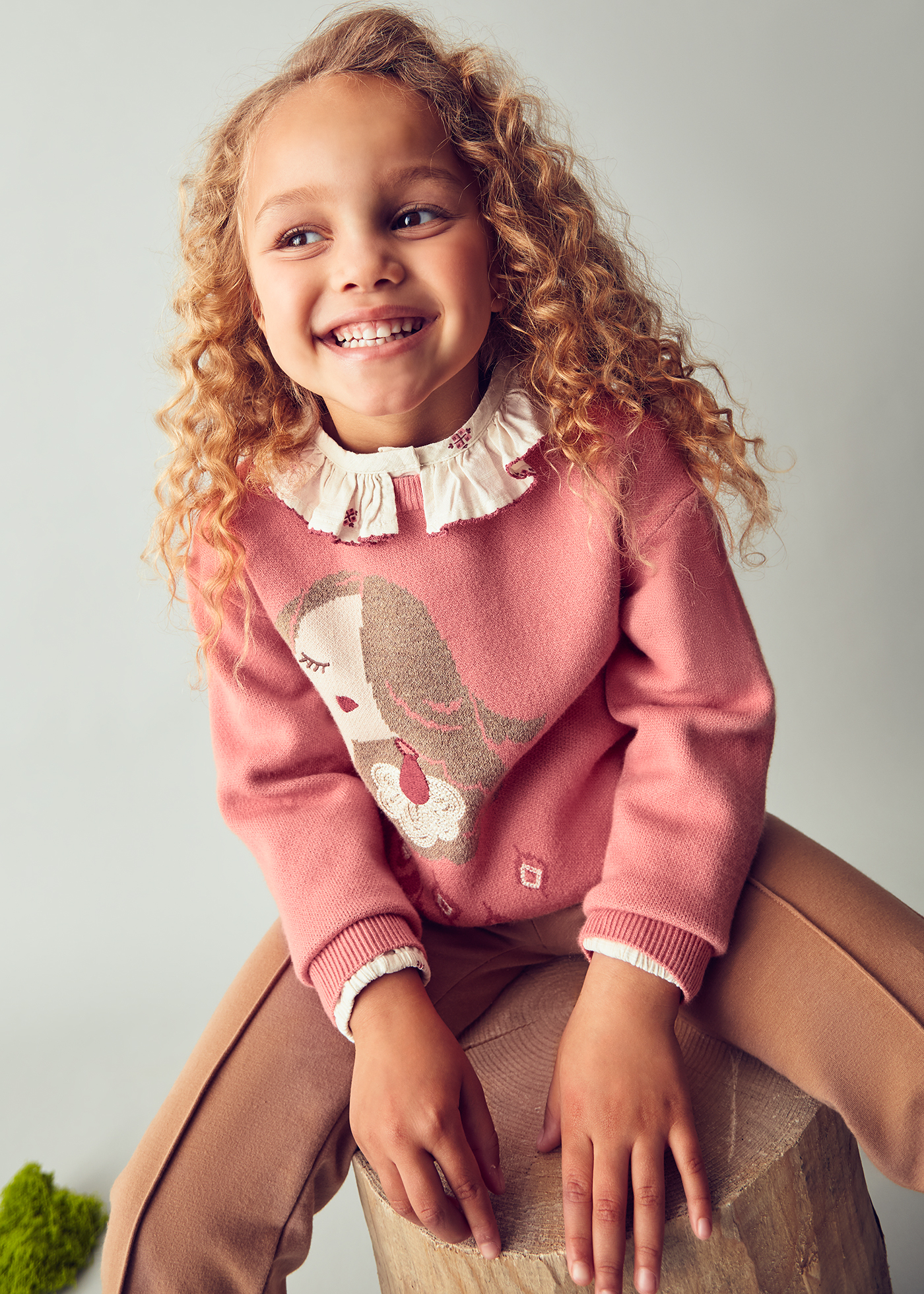 Pull Fille TU 12 Ans – Floral Blanc, Col Rond, Manches Longues