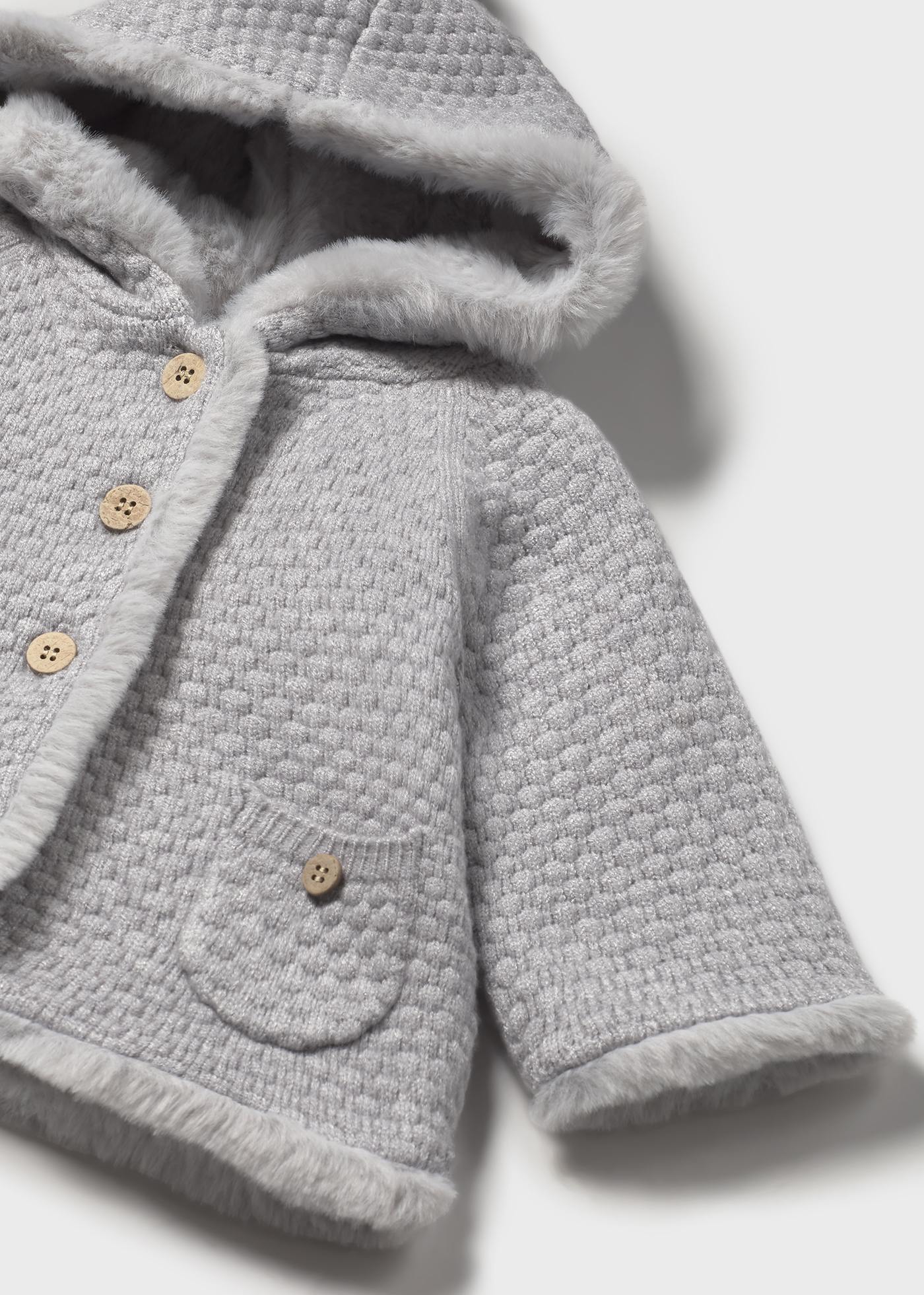 【新品未使用】baby frill wool like shirt jacket newborn-girl-knit-jacket-with-