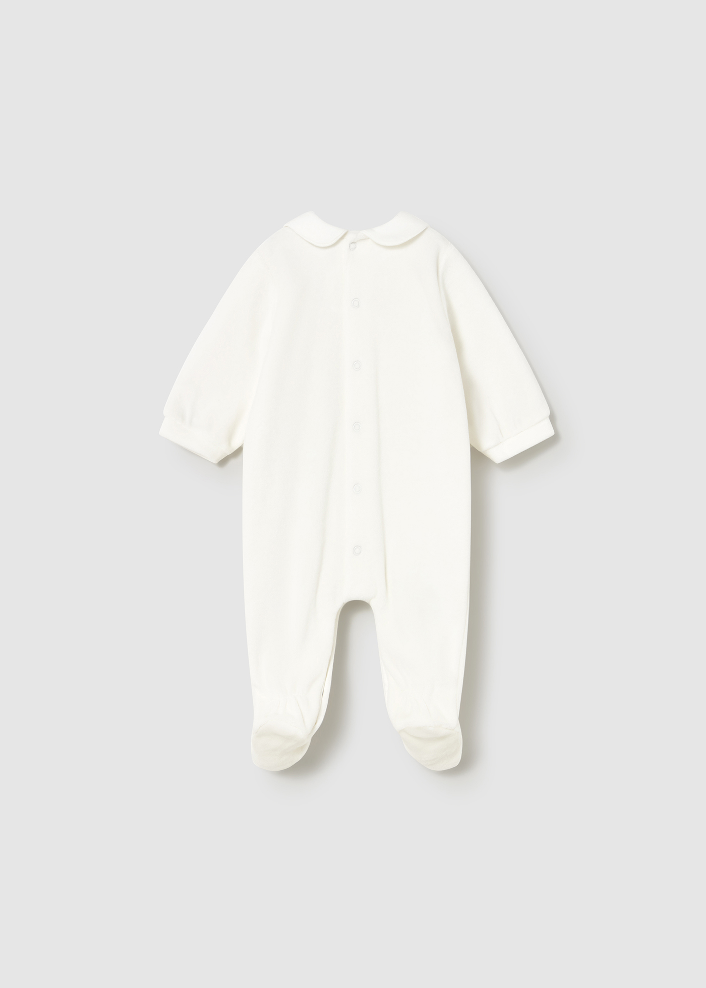 Newborn Girl Velour One Piece Ecru | Mayoral ®