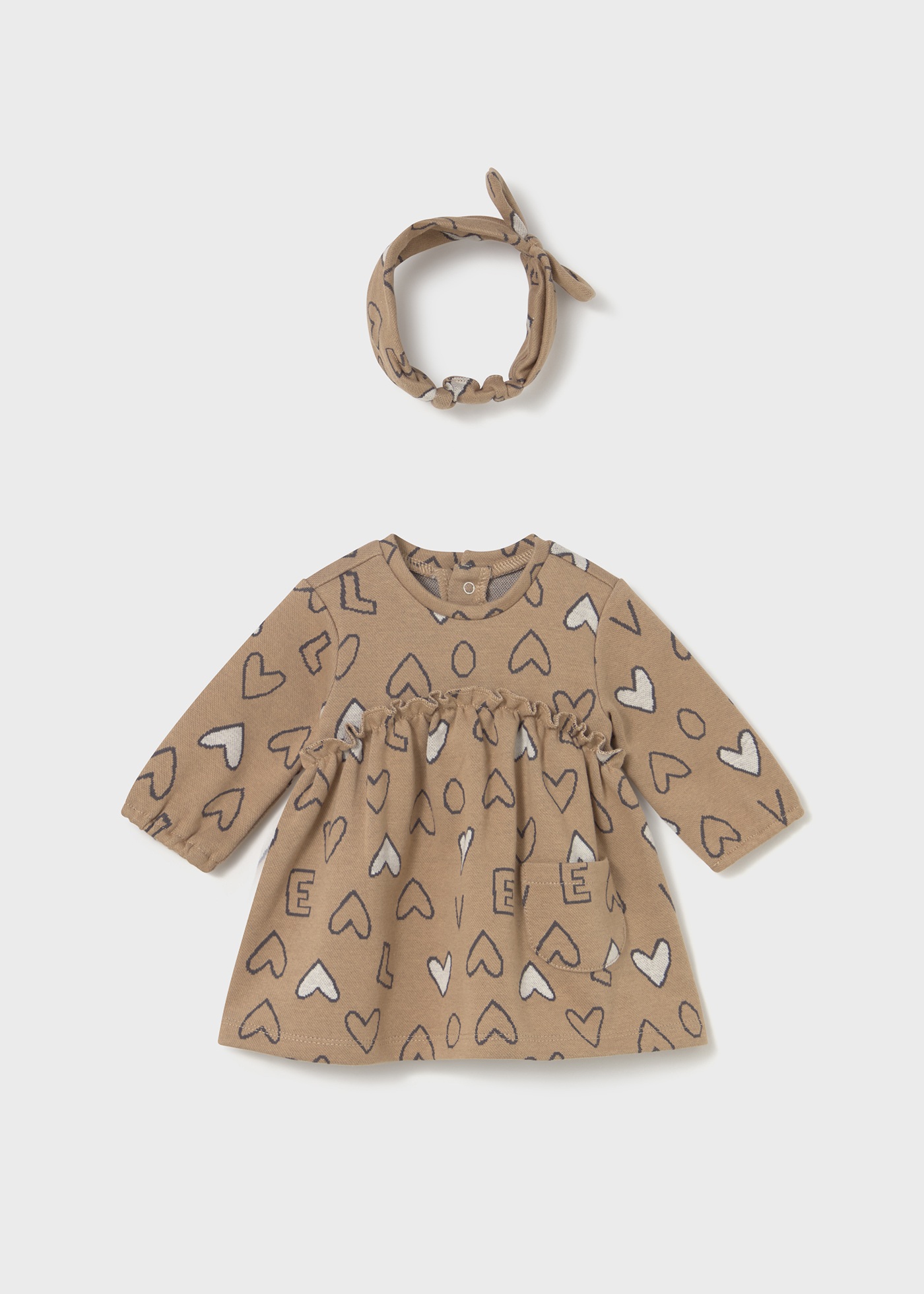 Newborn Girl Jacquard Dress with Headband Peanut | Mayoral
