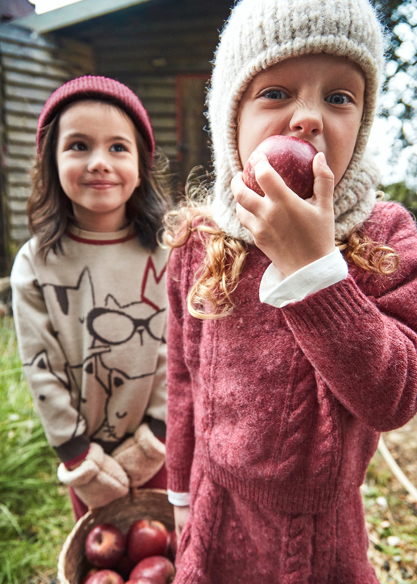 Girl Knit Sweater and Skirt Set Cherry mix | Mayoral ®