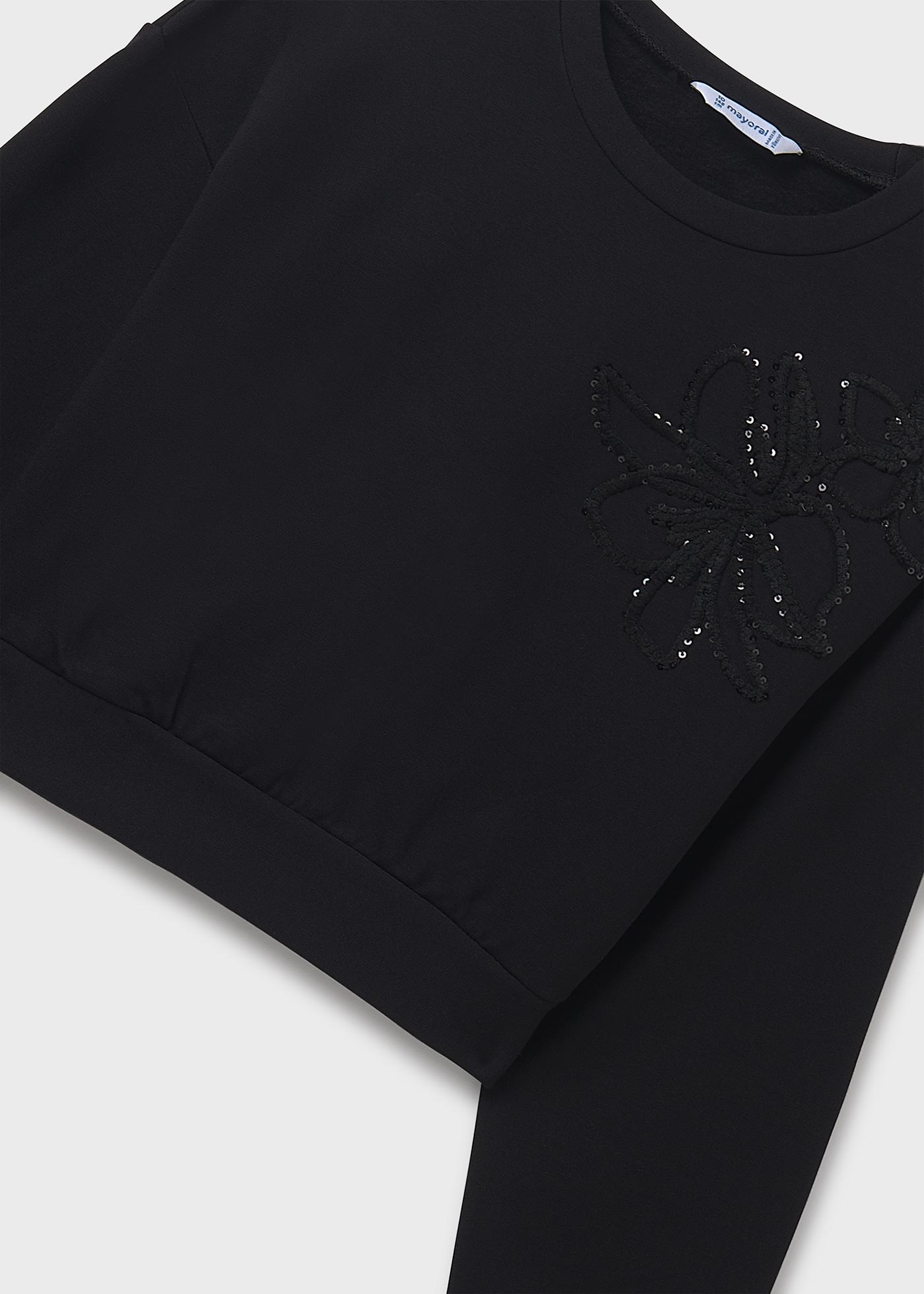 Girl Flower Sweatshirt Black | Mayoral ®