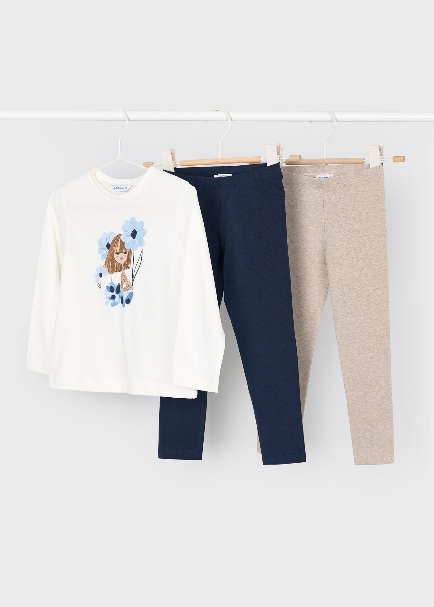 Set Di 4 Leggings E Magliette Mayoral Per Bambina – Colore Cannella, Taglia 9 Mesi – Cotone Sostenibile, Maniche Lunghe, Completo Comodo Per Neonata