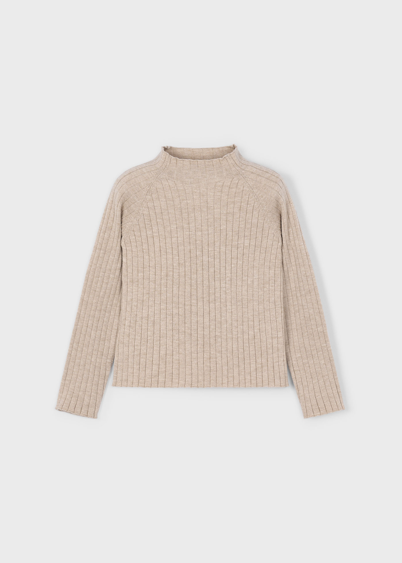Girl Mock Neck Knit Sweater Heather Toffee | Mayoral ®